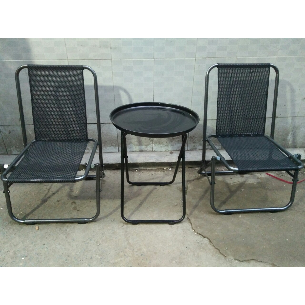 Bộ 2 ghế lưới lò so 1 bàn trà chanh