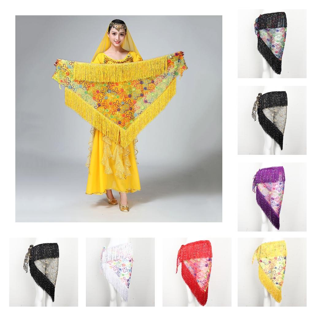 Tassel Mesh Net Indian Belly Dancing Hip Scarf Skirt Waist Wrap Chain for Women