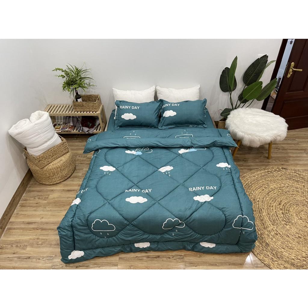 Sét chăn ga bọc đệm kèm 2 gối cottong poly nhiều kích thước