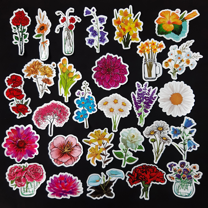 Bộ Sticker dán cao cấp chủ đề BÔNG HOA - FLOWERS - Dùng dán Xe, dán mũ bảo hiểm, dán Laptop