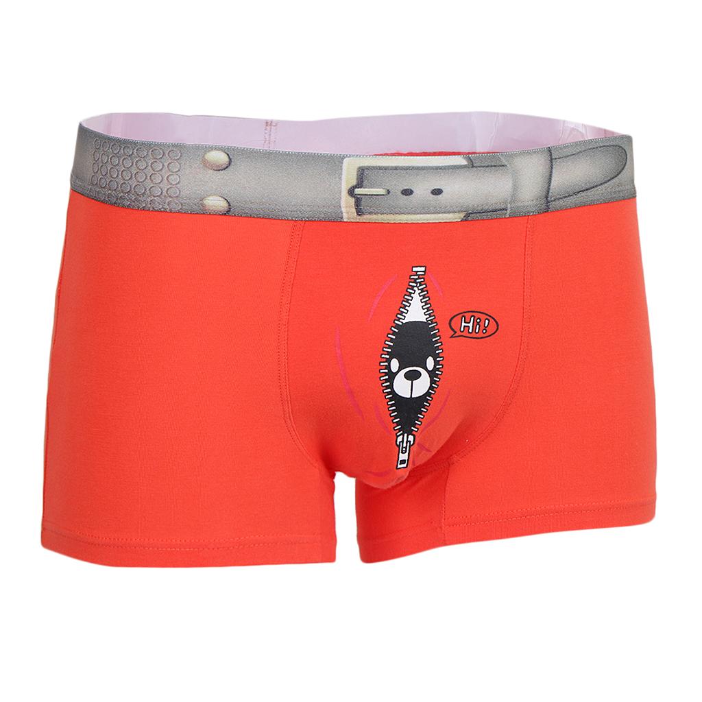 2x Men's Cotton Briefs Bulge Pouch Shorts Bear Printed Underwear Trunks Soft