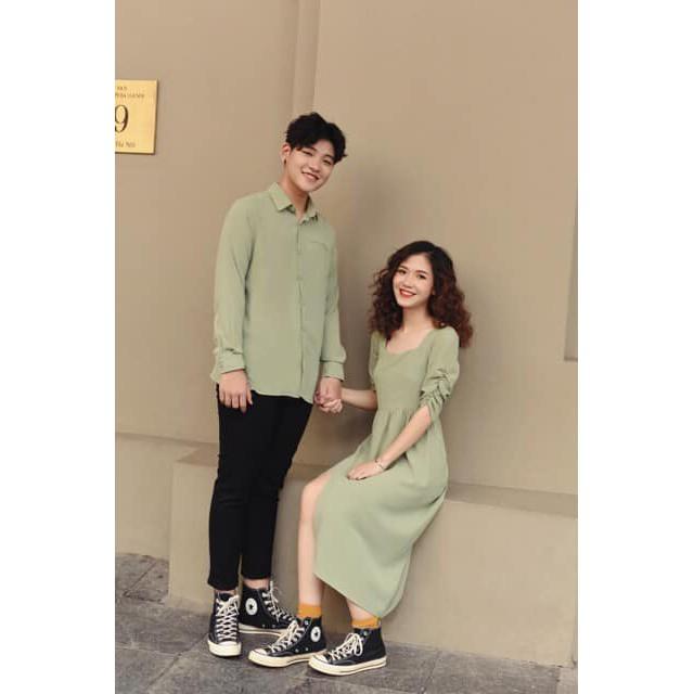 Đồ đôi váy nữ sơ mi nam Hàn Quốc Couple đồ cặp đẹp chụp ảnh cưới AV25