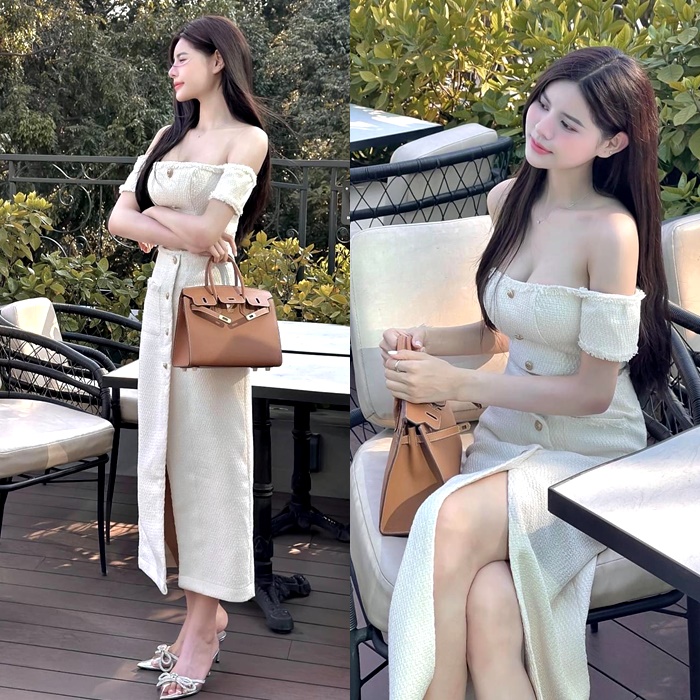 ĐẦM SET ÁO ỐNG TRỄ VAI ÔM BODY XANH MINT PASTEL + CHÂN VÁY DÀI LƯNG CAO MIDI XẺ TRƯỚC ĐI CHƠI ĐI TIỆC NOEL DẠO PHỐ ĐI BIỂN