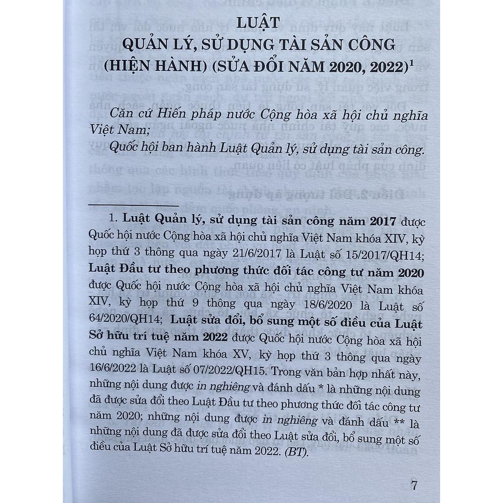 Sách - Luật Quản Lý, Sử Dụng Tài Sản Công ( Hiện Hành) ( Sửa Đổi Năm 2020, 2022) - NXB Chính Trị Quốc Gia