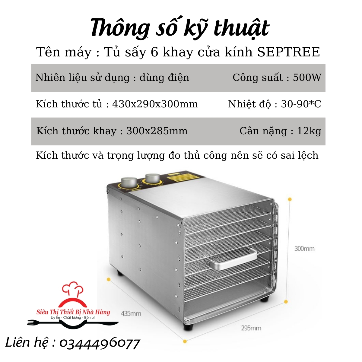 TỦ SẤY THỰC PHẨM MINI [BẢO HÀNH 12 THÁNG] 6 KHAY LÀM KHÔ BÒ, KHÔ GÀ, MÍT SẤY