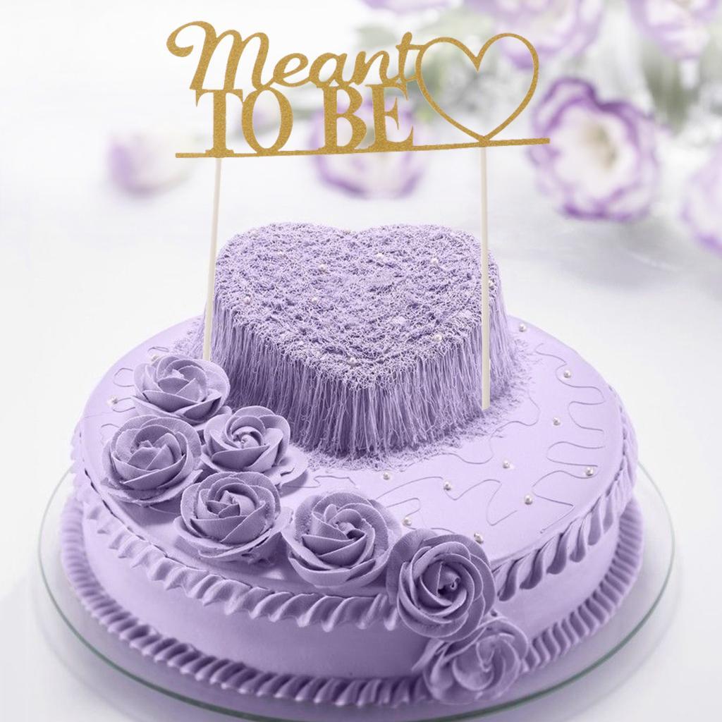 Glitter Paper Meant to Be Heart Cake Topper Wedding Party Cake Decor