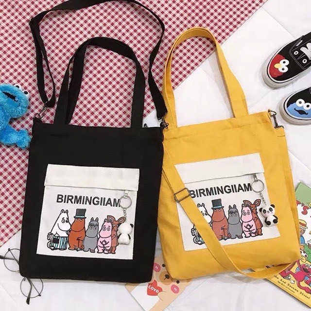 Túi Tote Vải Canvas Nữ Ulzzang Hot Trend Kita Unisex - Mẫu Hà Mã - Ảnh thật
