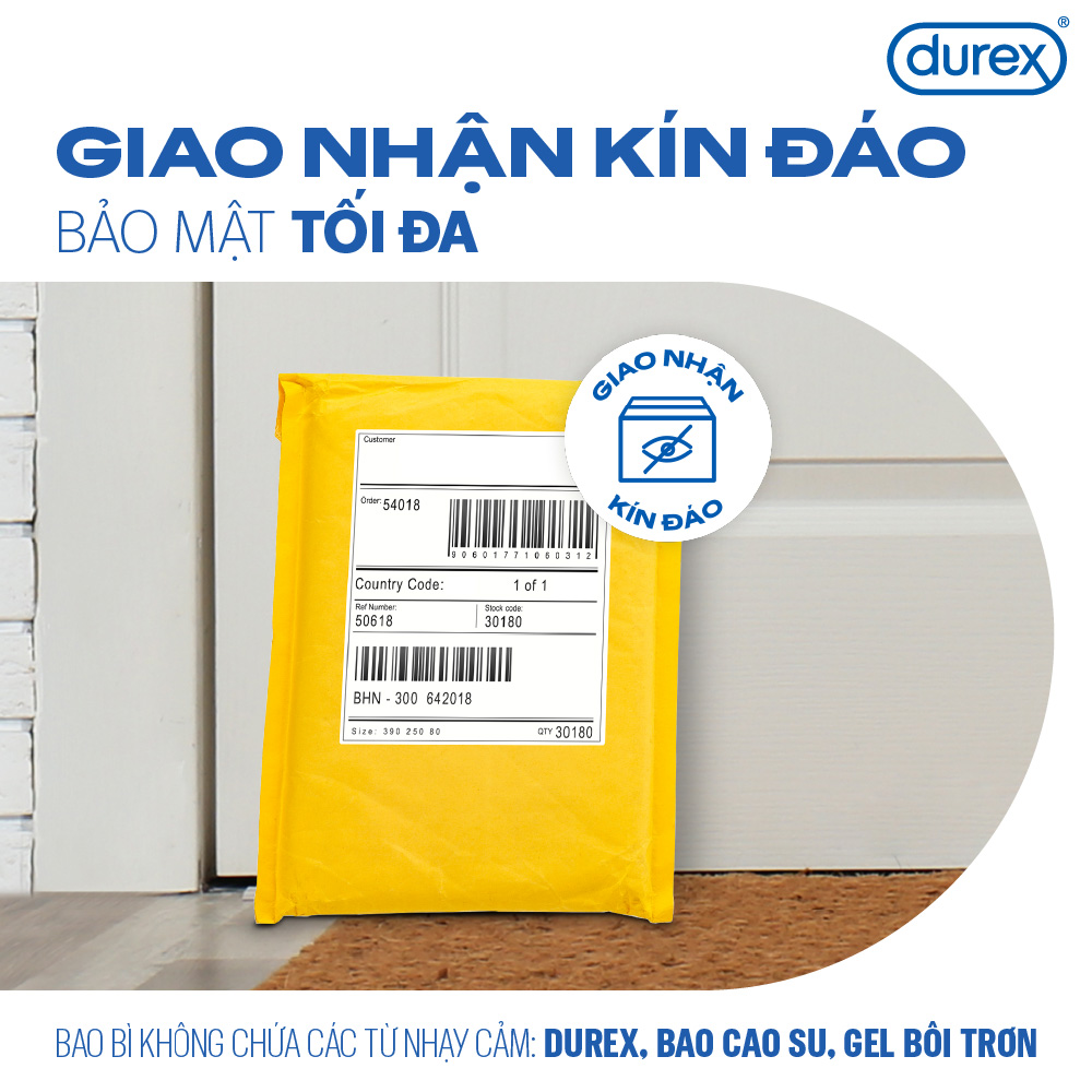 [MỚI] Bao cao su Durex Jeans cơ bản, bôi trơn, size 52.5mm, hộp 12 bao