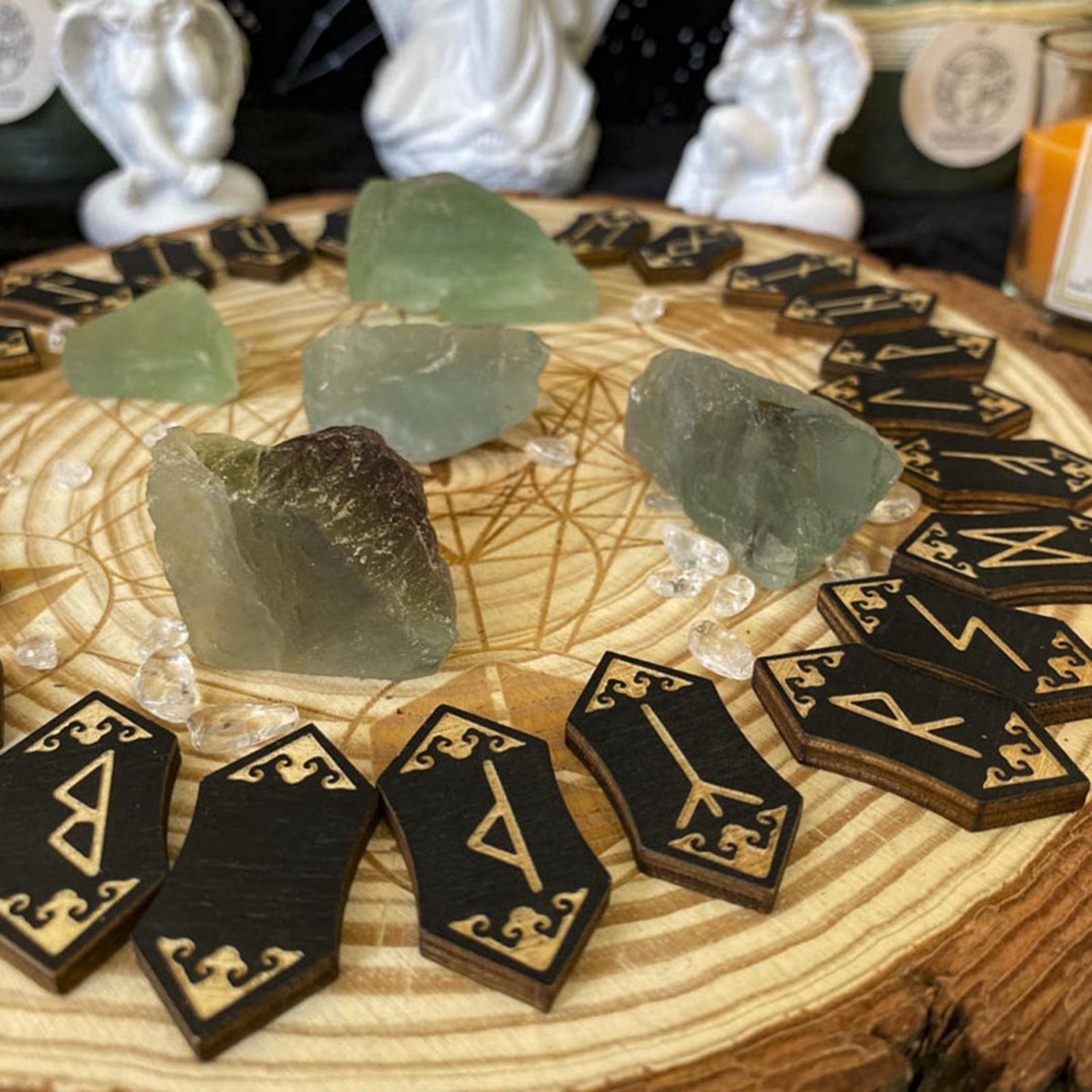 2 Set Rune Stones Card Set Nordic with Storage Bag Props Family Home Toys