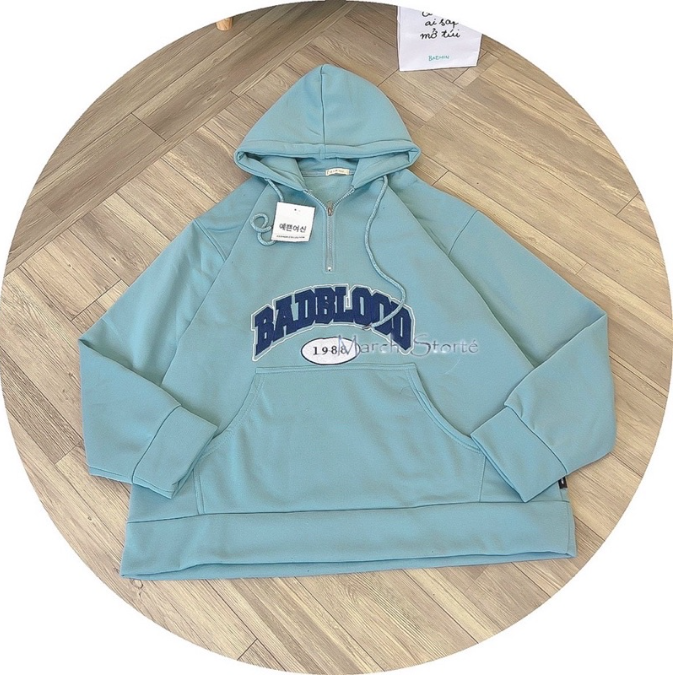 Áo Hoodie Bigsize &lt;80kg BADBLOOD (kèm ảnh thật ), ÁO KHOÁC HOODIE CHUI ĐẦU NỮ NỈ NGOẠI BADBLOOD DÀY DẶN ẤM ÁP MÀU KEM MÀU ĐEN CAO CẤP BABO SIÊU XỊN SÒ ĐỈNH CAO HOT HIT, HOÁC HOODIE BADBLOOD FORM ĐẠI