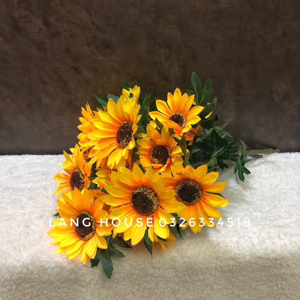 Hoa Lụa Hoa Giả - HOA HƯỚNG DƯƠNG 1 CÀNH 2 BÔNG DÀI 38CM