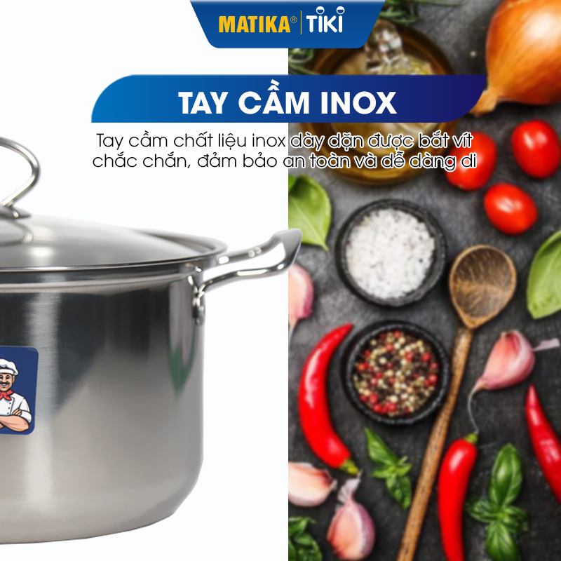 Bộ Nồi Inox 3 Đáy MATIKA MTK-C324 Đáy Từ - Hàng Chính Hãng