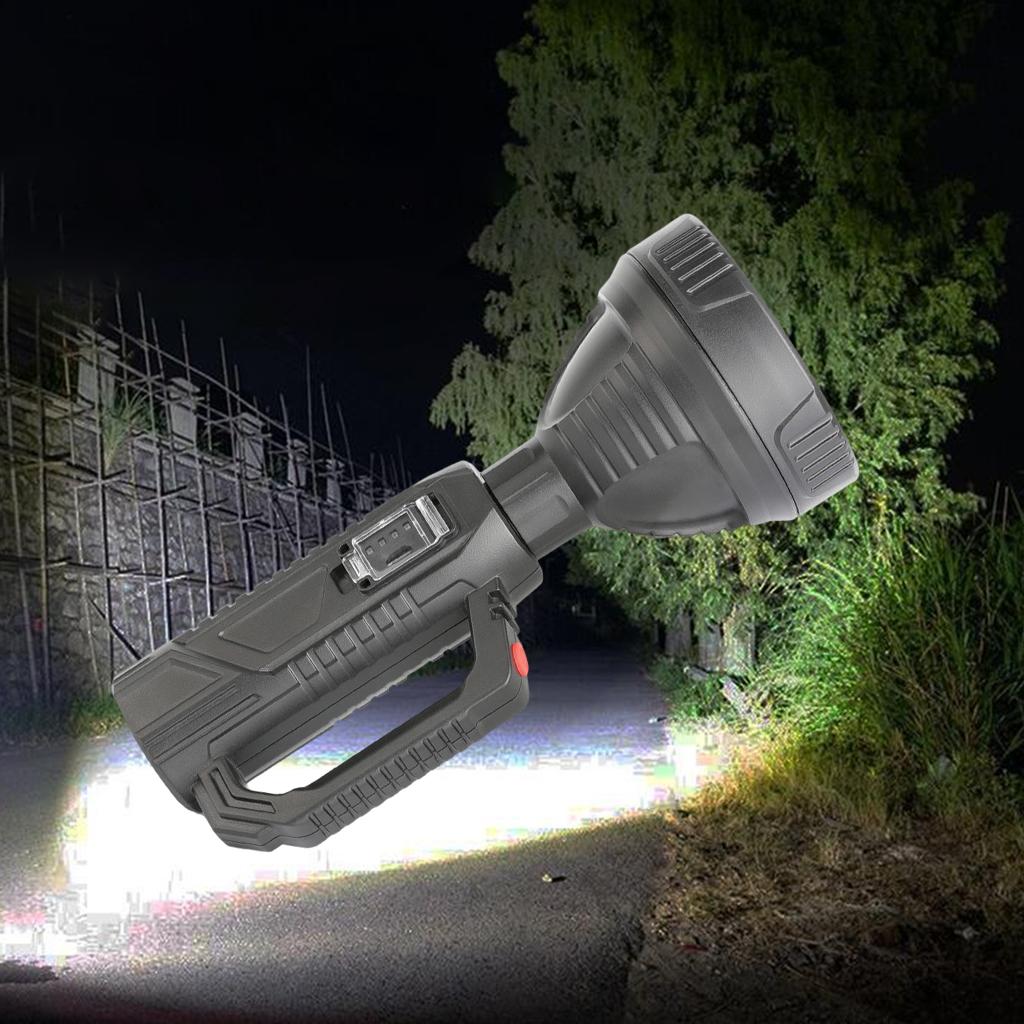 Rechargeable Torch LED Handheld Portable Searchlight Outdoor Flashlight Long Shots Lamp for Hunting Hiking Camping Black