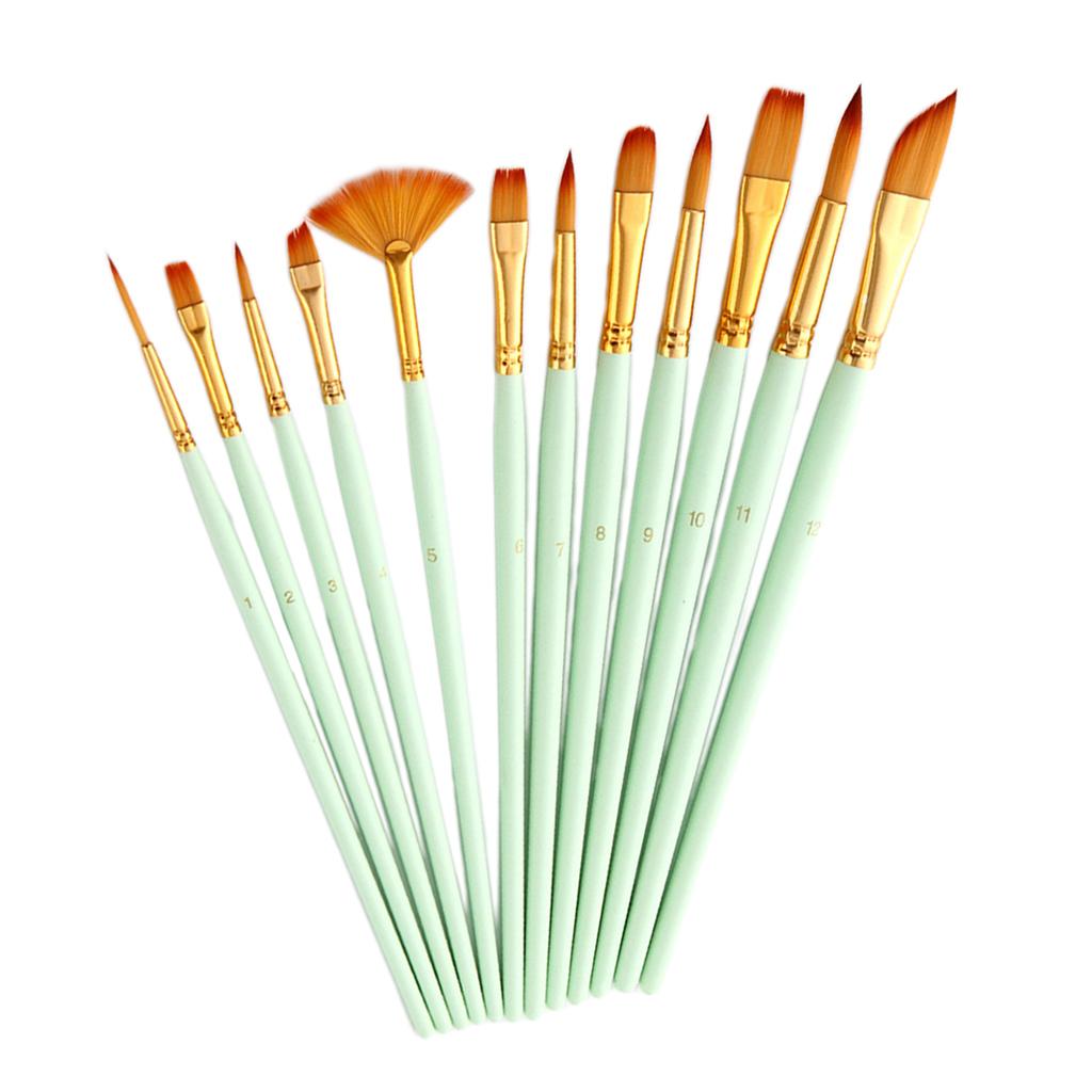 12 Bộ Nghệ Sĩ Nylon Cọ Sơn Bộ Màu Nước Acrylic Tranh Sơn Dầu