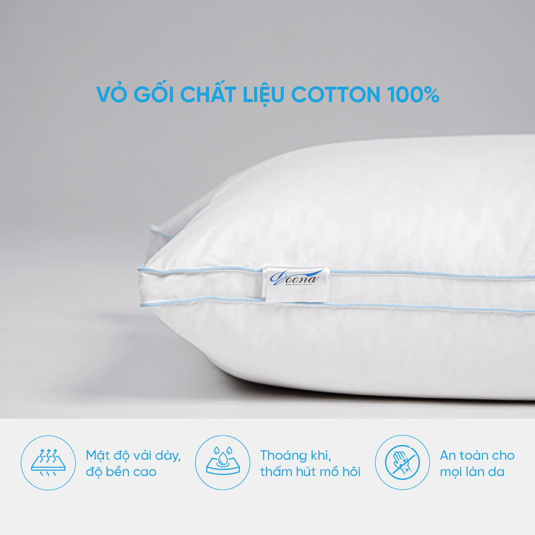Gối nằm lông vũ cao cấp Doona Sandwich 45x65cm siêu mềm, êm ái, thích hợp với mọi lứa tuổi
