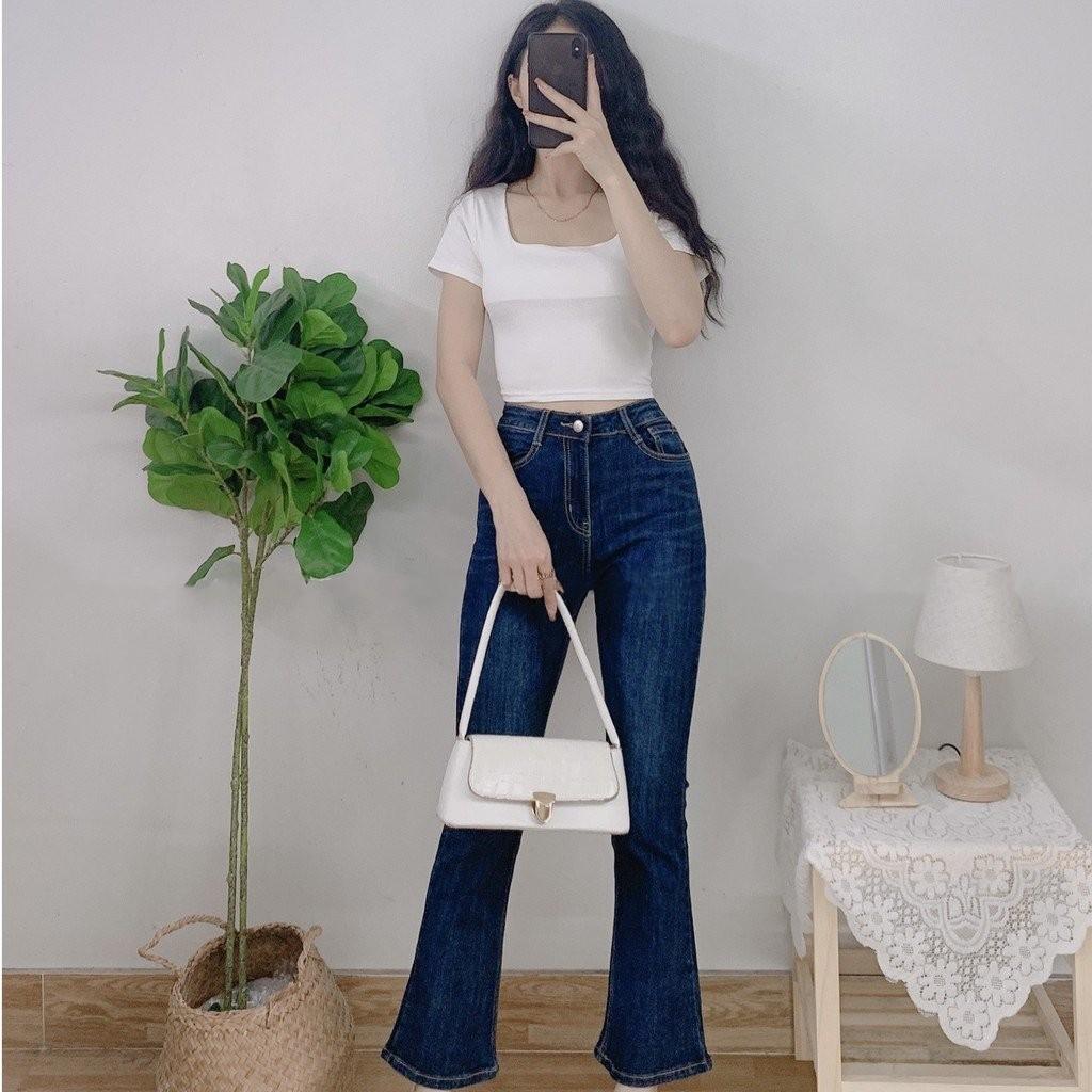 Áo croptop cổ vuông Basic, chất thun xịn Forever 21 co giãn 4 chiều thoải mái, cổ chữ U áo kiểu nữ trơn CRON 5