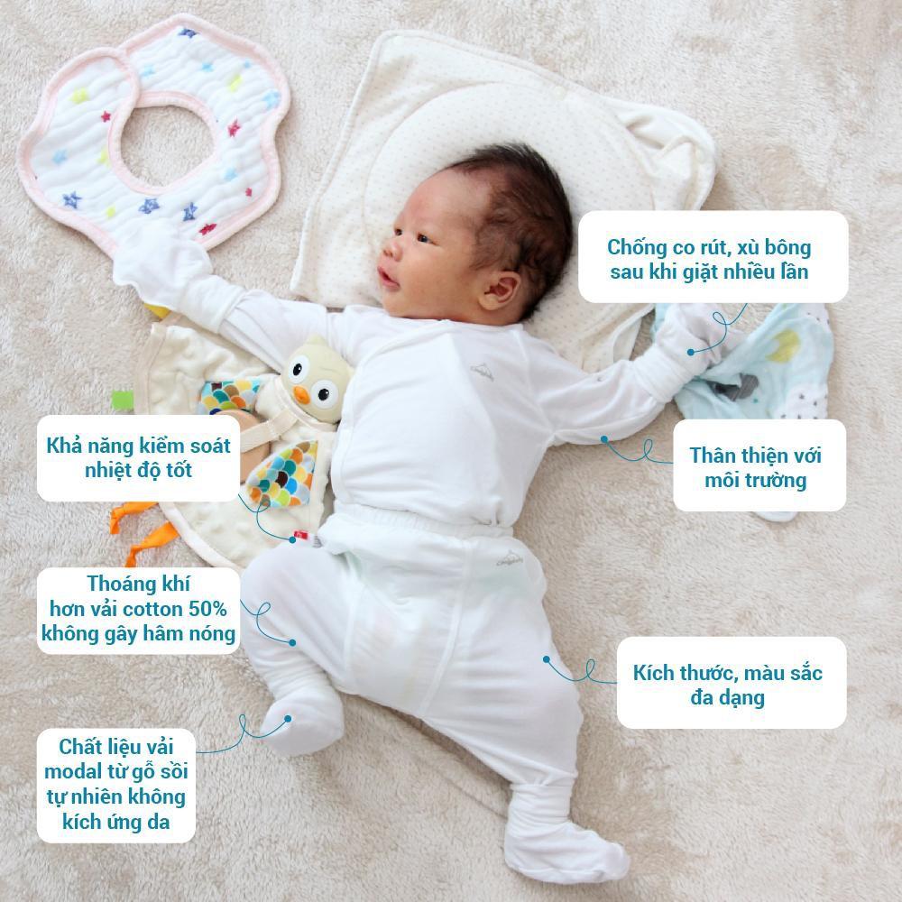 Set quần áo cài chéo 5 món vải modal làm từ sợi cây sồi siêu mềm và thoáng khí  Comfybaby size sơ sinh Newborn