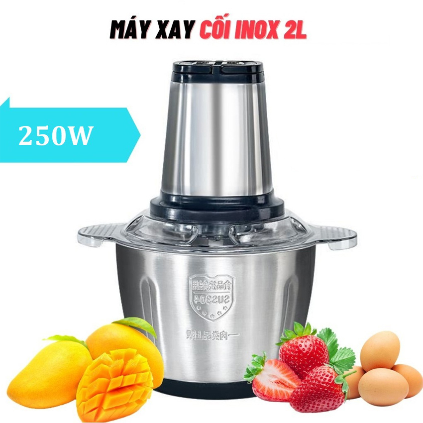 Máy Xay Thực Phẩm Đa Năng, Chạy Êm, Cối Inox 304, 4 Lưỡi Dao Thép Không Gỉ, 2 Cấp Độ Xay, Dung Tích 2L, Công Suất 300W, Đóng Gói Chắc Chắn