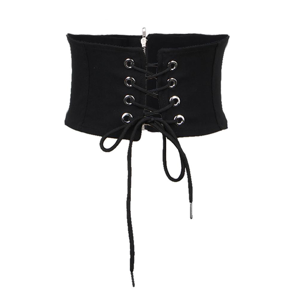 Womens Elastic Wide Waist Belt Stretch Waspie Corset Waist Band Black