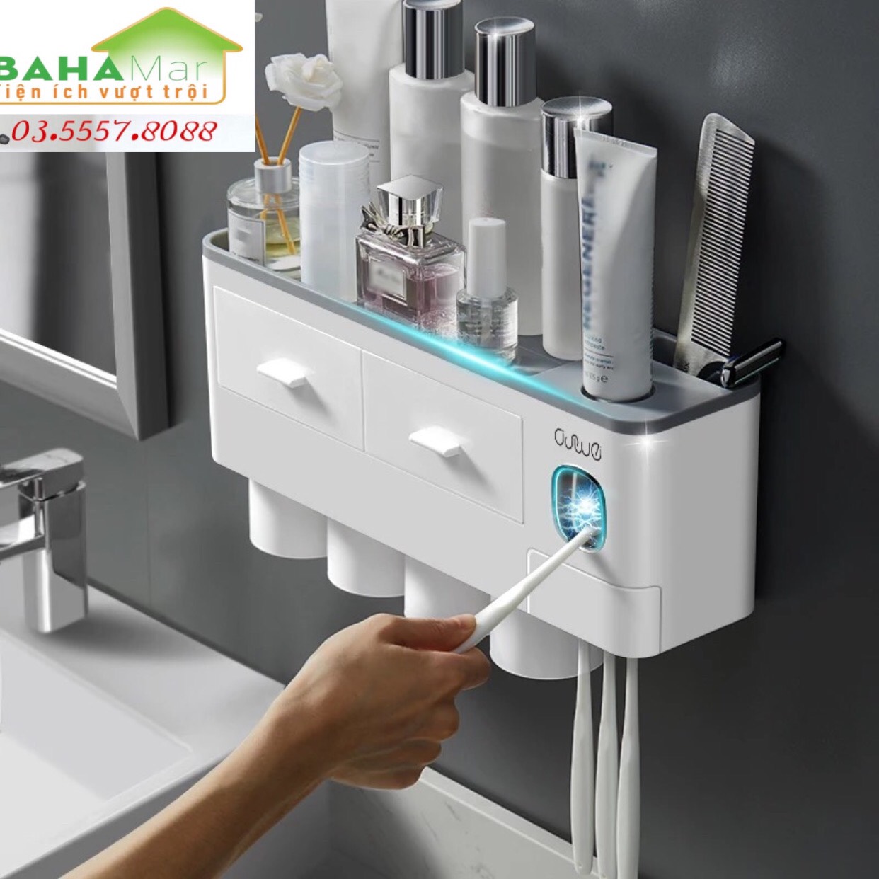 GIÁ ĐỂ TREO BÀN CHẢI 4 CỐC TREO NGƯỢC "BAHAMAR"
