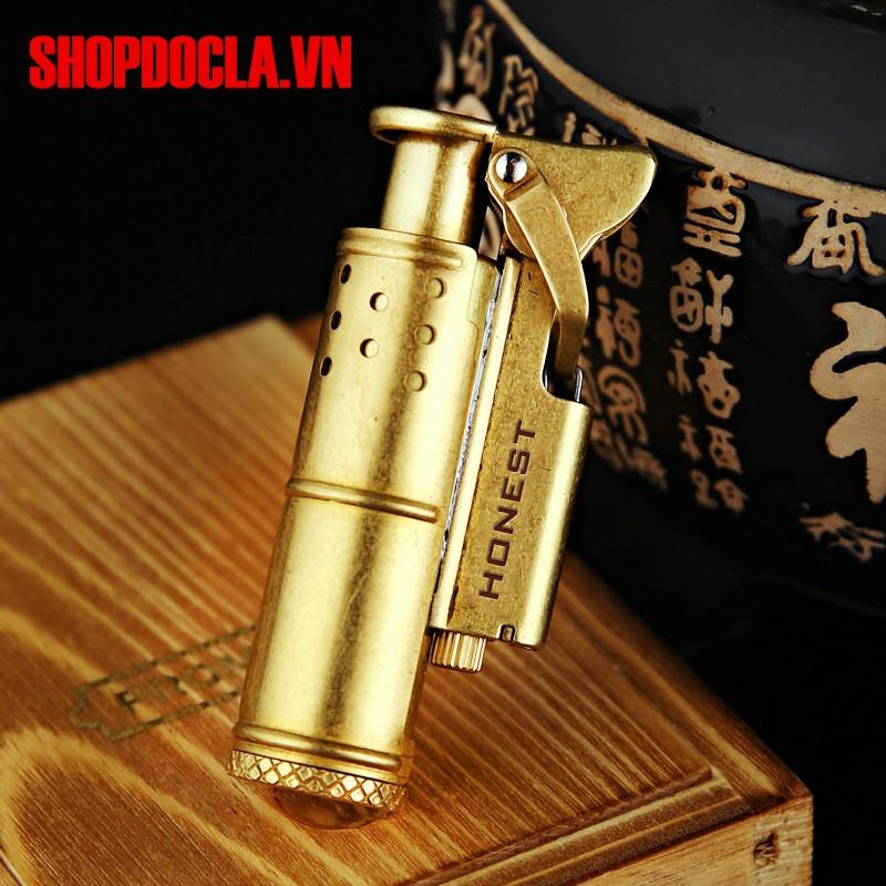Bật lửa xăng đá Promise BNC005 bằng đồng nguyên chất ( Mầu Đồng )