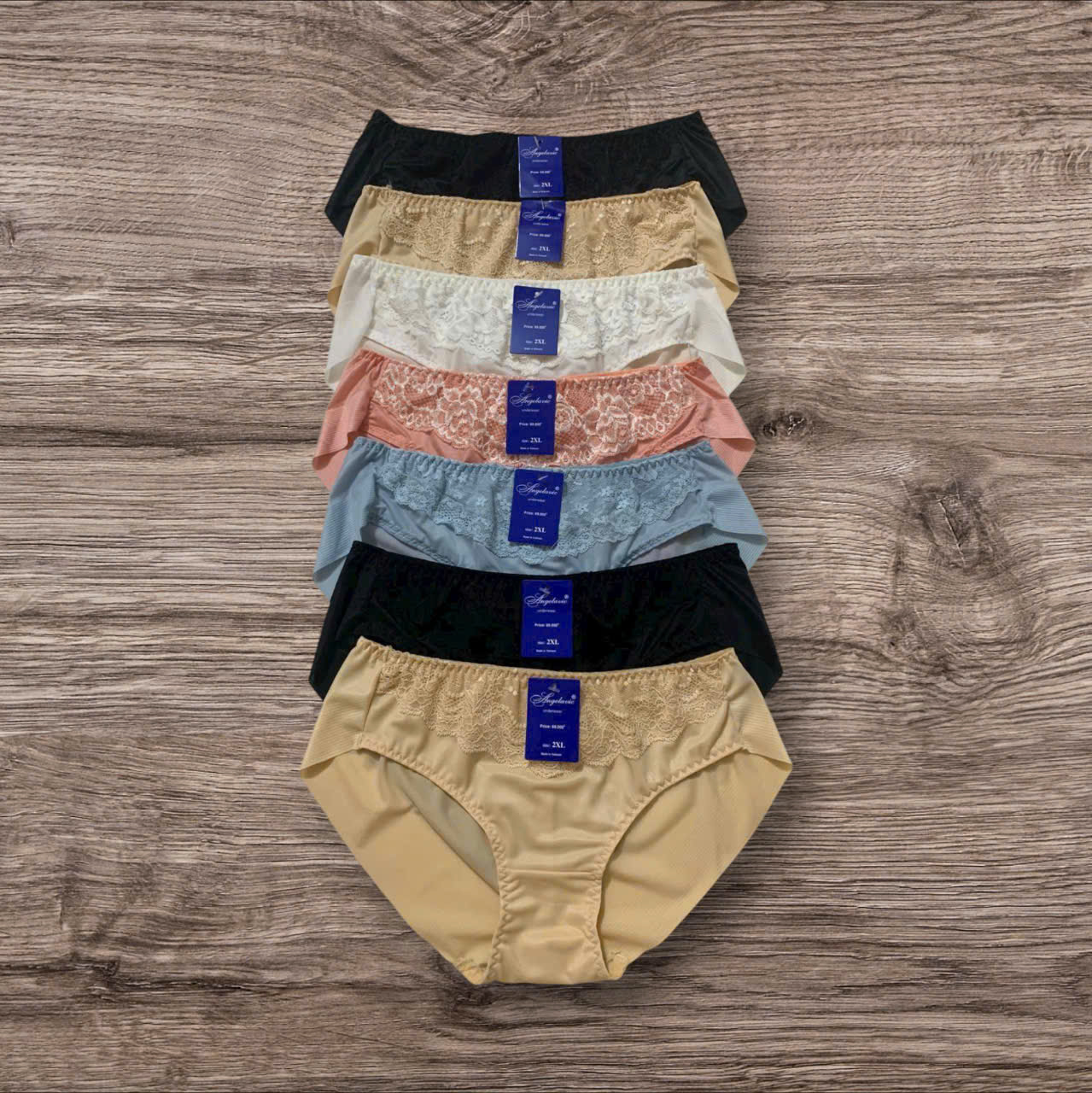 Quần lót nữ, combo 10 quần lót thun lạnh phối ren