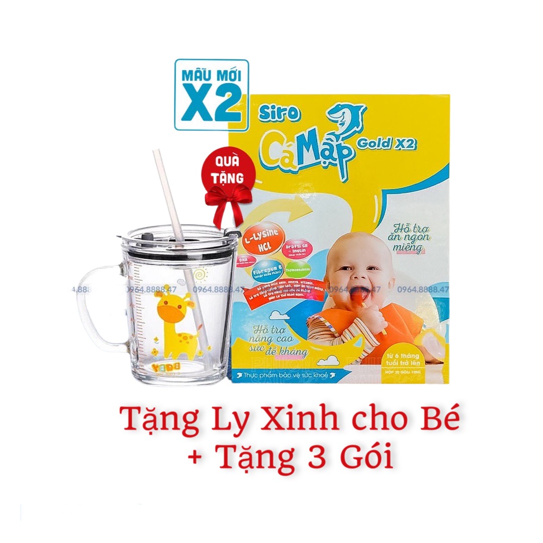 [Tặng 3 Gói] Siro Cá Mập Gold X2 Baby Shark Giúp Bé Hết Biếng Ăn, Chống Táo Bón, Tăng Hệ Miễn Dịch