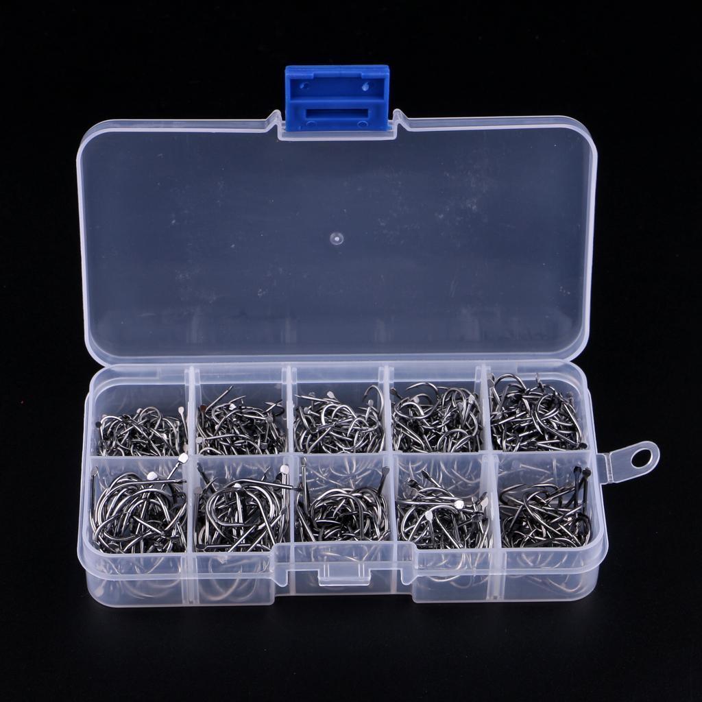 500pcs High Carbon Steel Fishing Hooks Fly Jig Barbed Hook with Hole 6-15#