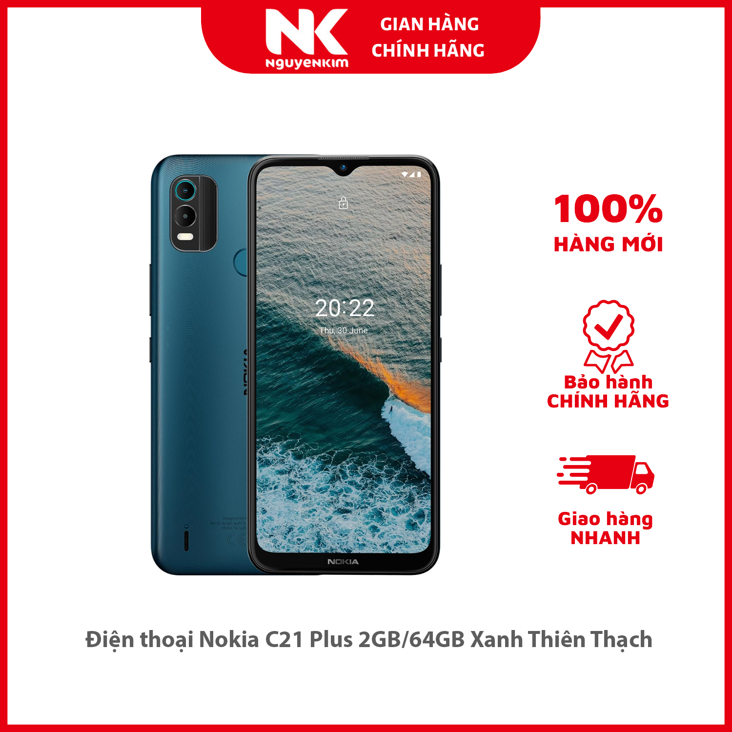 Điện thoại Nokia C21 Plus 2GB/64GB Xanh Thiên Thạch - Hàng chính hãng