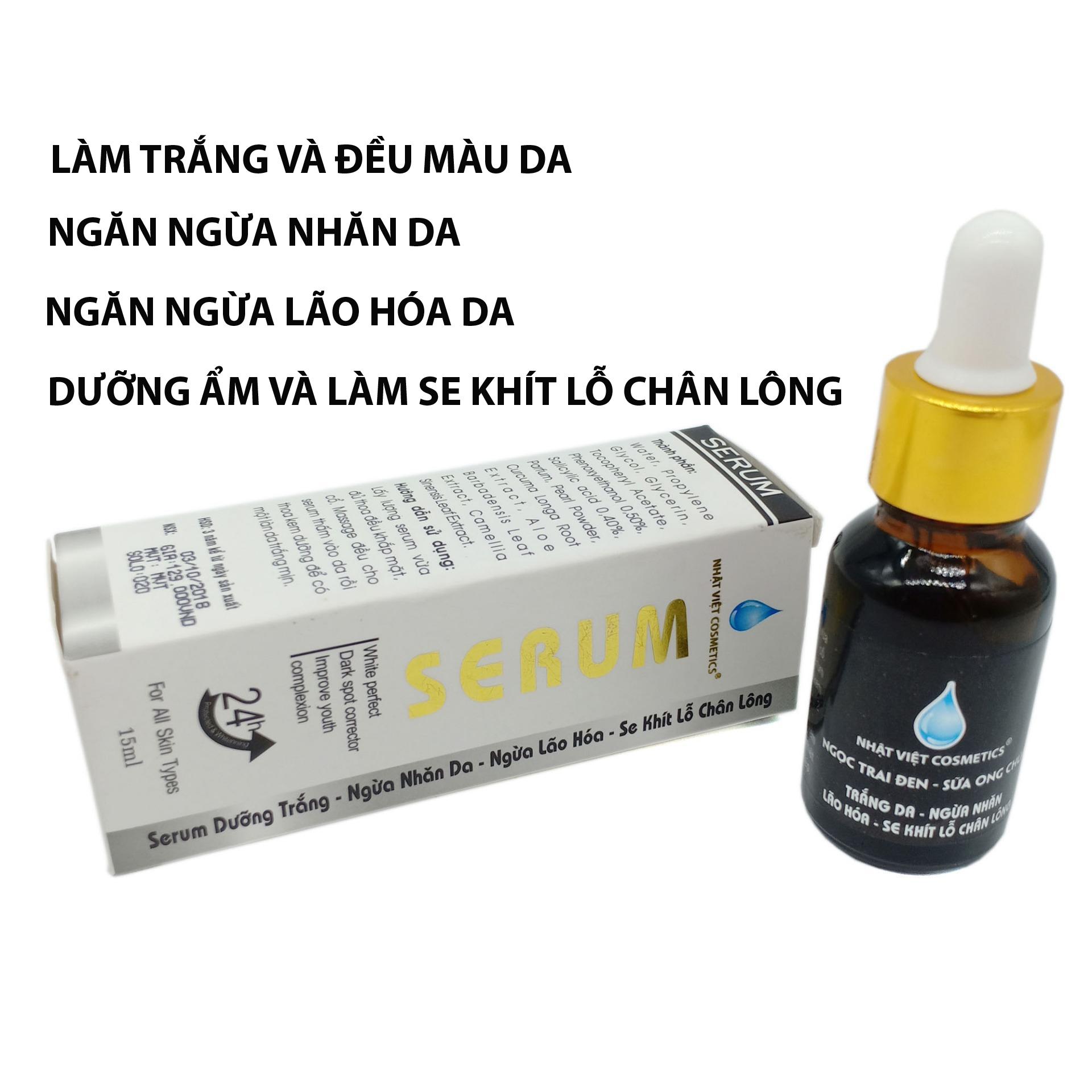 Serum Trắng Da, Chống Lão Hóa, Se Khít Lỗ Chân Lông, Ngọc Trai Đen, Sữa Ong Chúa (15ml)