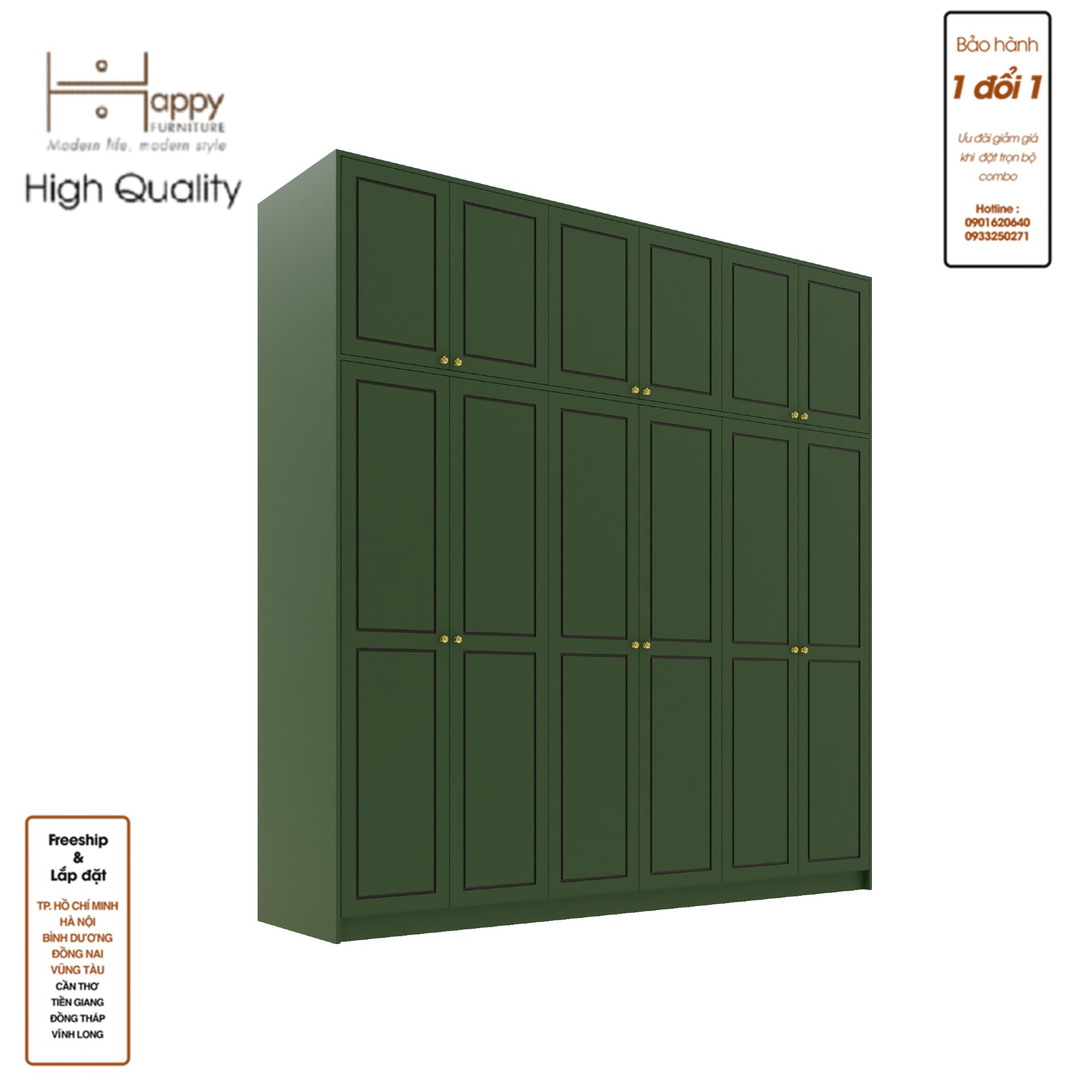 ELEGANT, Tủ quần áo cửa mở 2m4x2m4, 240cm x 54cm x 240cm , TCM_085