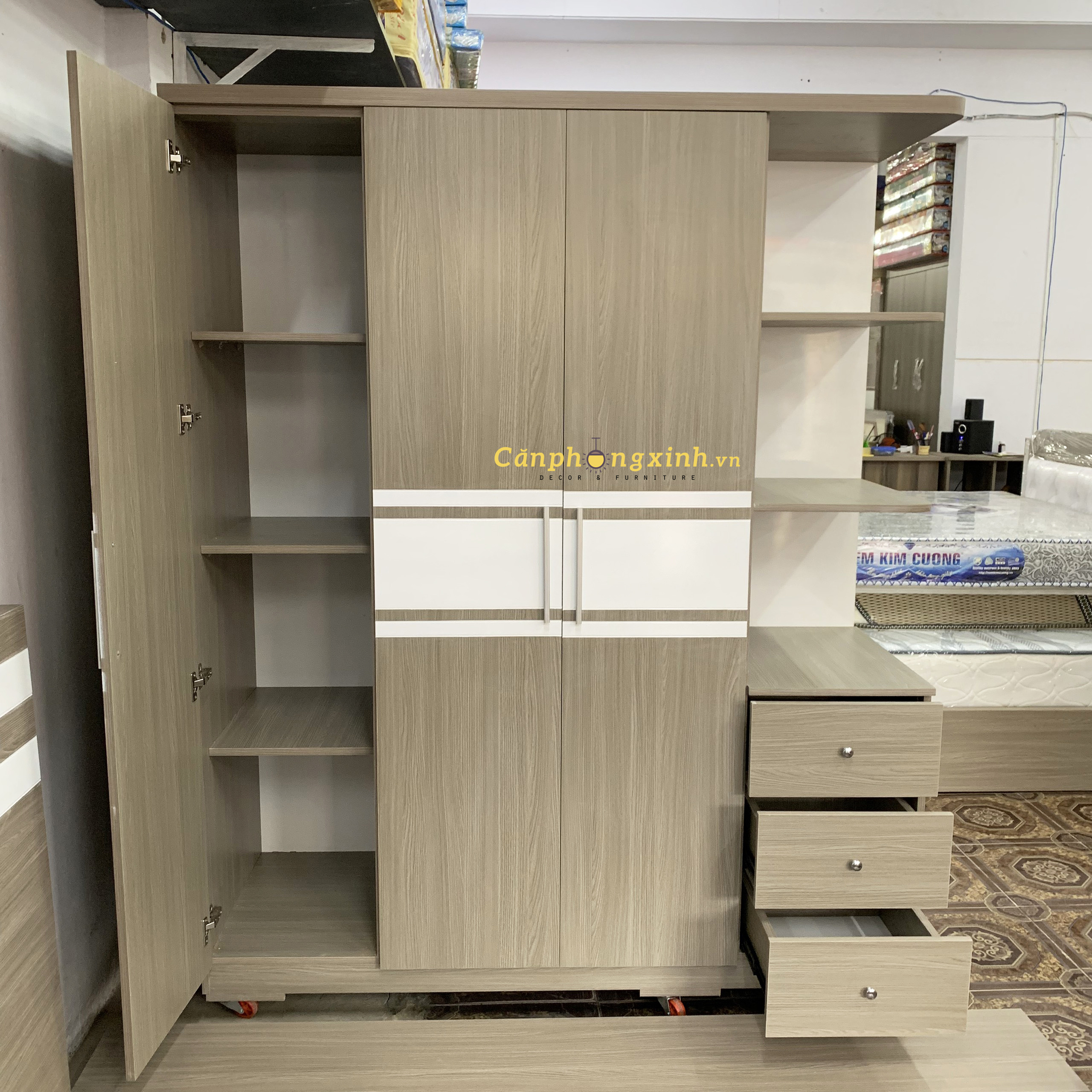 Tủ áo 3 cánh có kệ hộc gỗ MDF CPX-T11