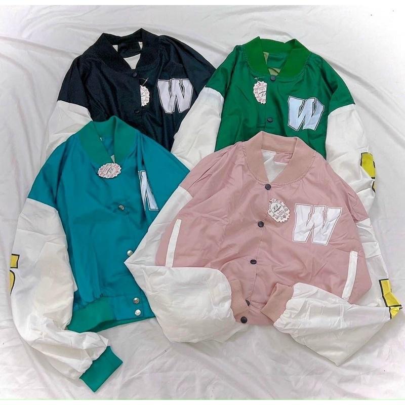 Áo khoác lửng croptop bóng chày dù 2 lớp in chữ không nón bomber unisex ulzzang nam nữ