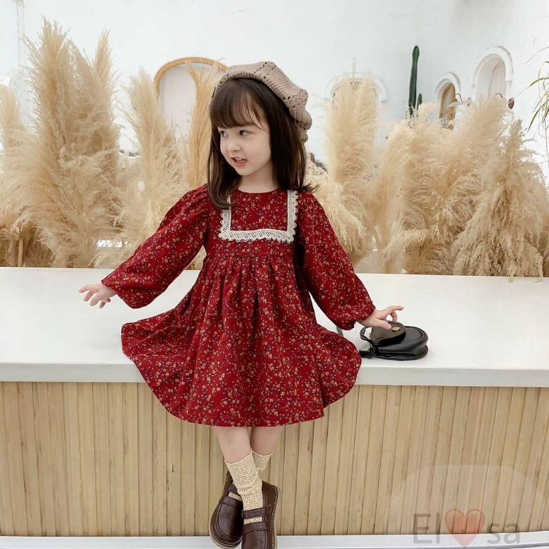 Váy dạ phối ren cho bé gái siêu xinh