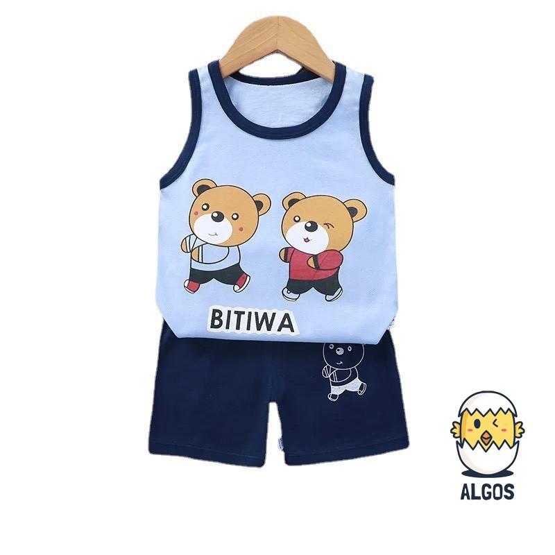 Bộ quần áo bé trai - Bộ Gấu - Cotton 100% thoáng mát thấm hút mồ hôi an toàn cho bé