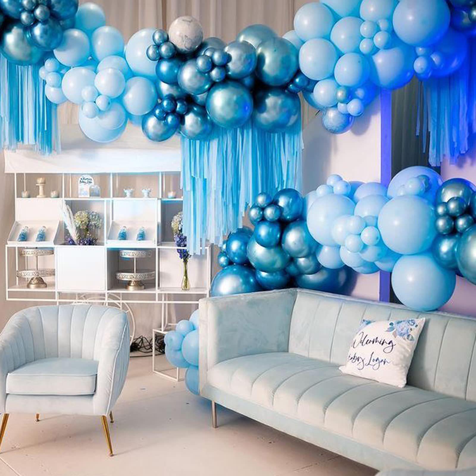 115 Pieces Blue  Arch , Blue Latex Balloons for Baby Shower Wedding Birthday Party Centerpiece Backdrop Background Decoration
