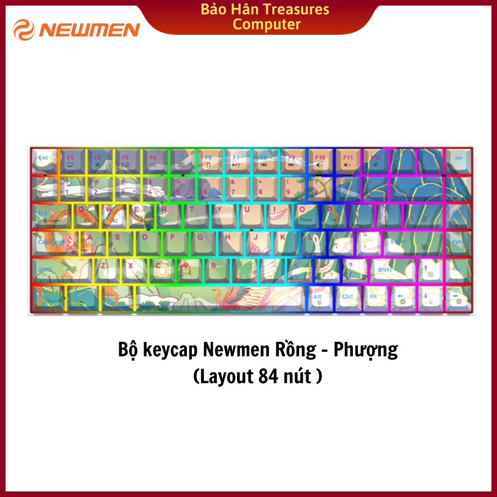 Bộ keycap Newmen Rồng - Phượng 84 nút (Layout 84 nút ) - Hàng Chính Hãng
