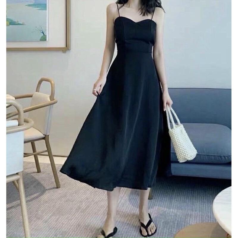 Đầm váy hai dây đi biển chéo dây sau 2 màu