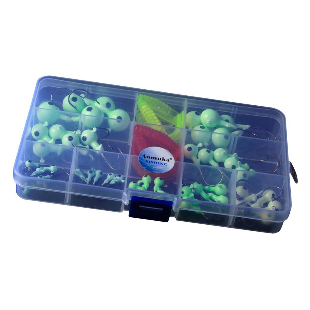 55Pcs Glow Fishing Jig Head Metal Hooks Hard Bait Lure Jig Tackle Equipment