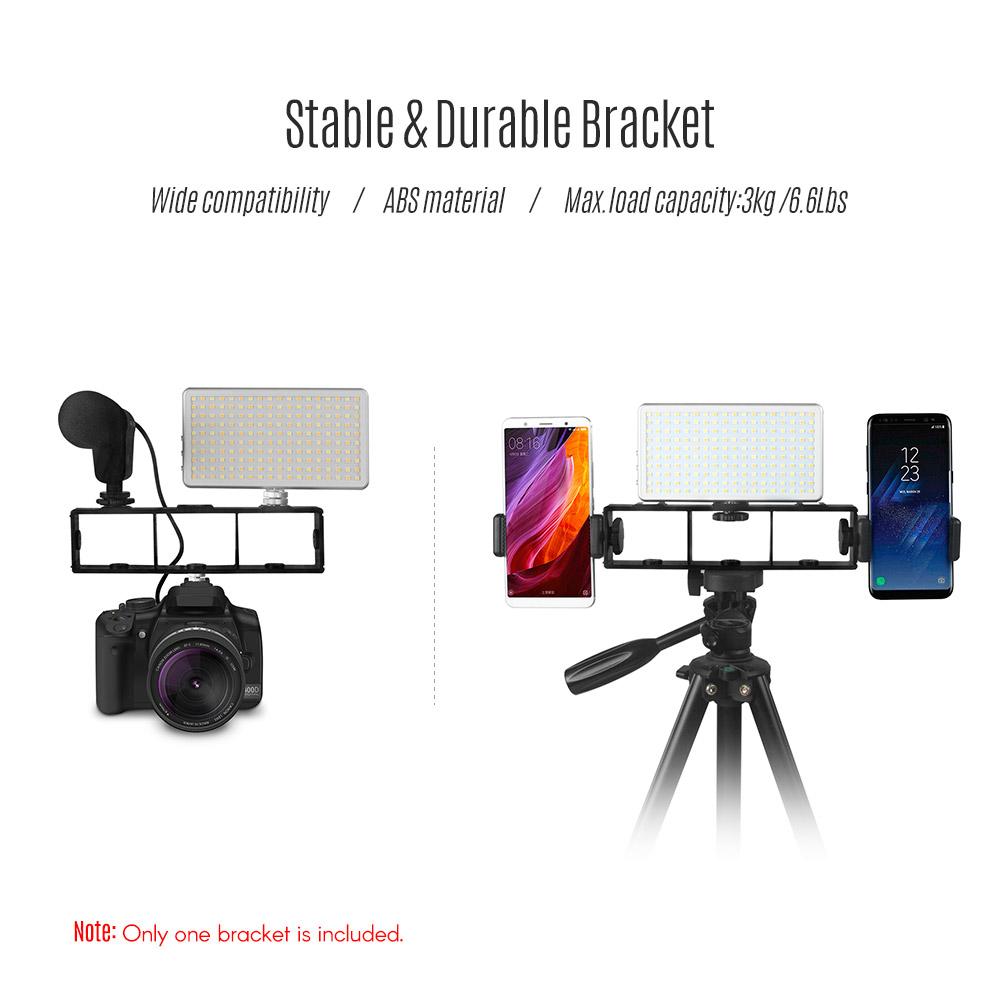 Multi-functional Extension Photography Bracket Cage Holder Rig with Dual Hot Shoe Mount 1/4 Inch Screw Mount Flash