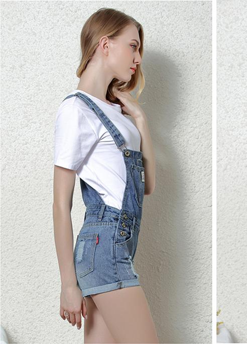 Quần Yếm Jean Nữ Wash Rách Thời Trang