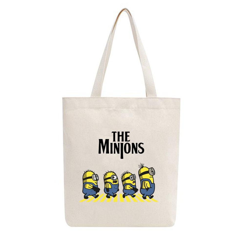 Túi tote vải mộc Tiệm nhà Pony dây kéo in hình The minions PM26