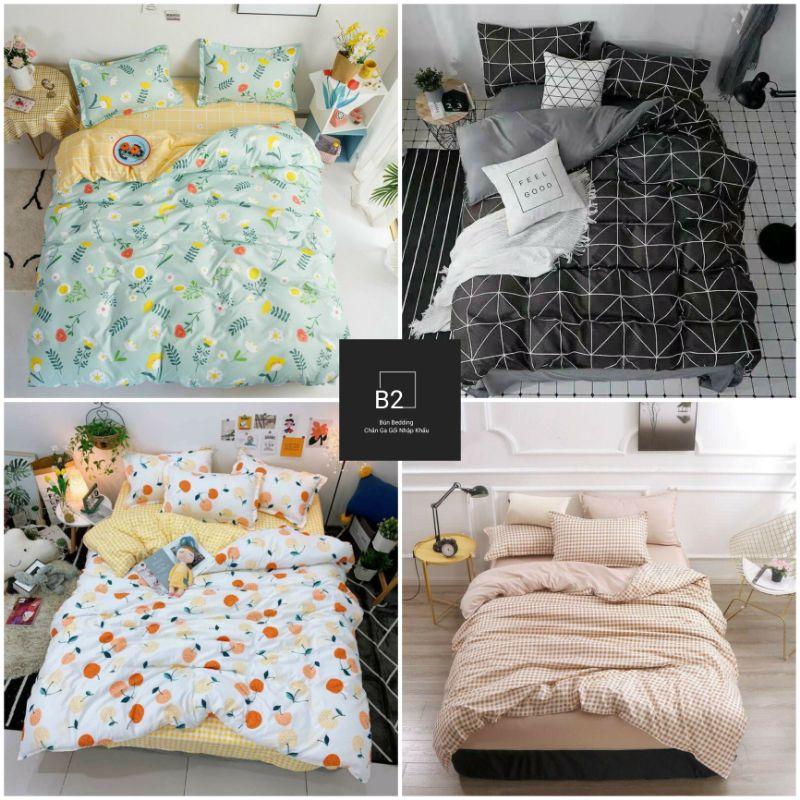 Bộ chăn ga cotton poly nhập khẩu 4 món nhiều màu