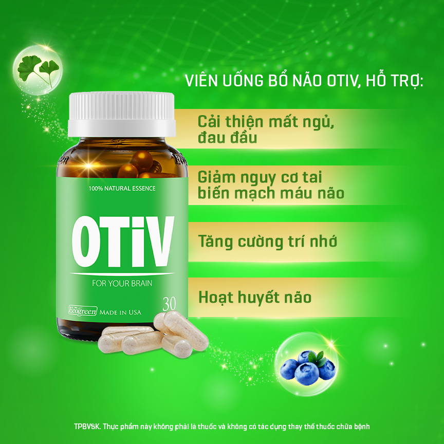 Combo 4 hộp OTIV bổ não 30 viên tặng 1 hộp 15 viên