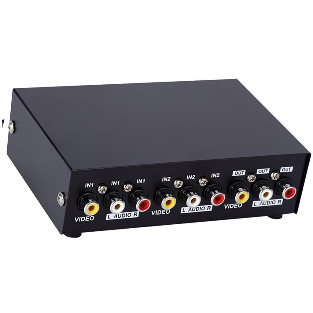 2 in 1 Out 2 Way Composite AV Switcher 3 RCA Video L/R Audio Switch Box