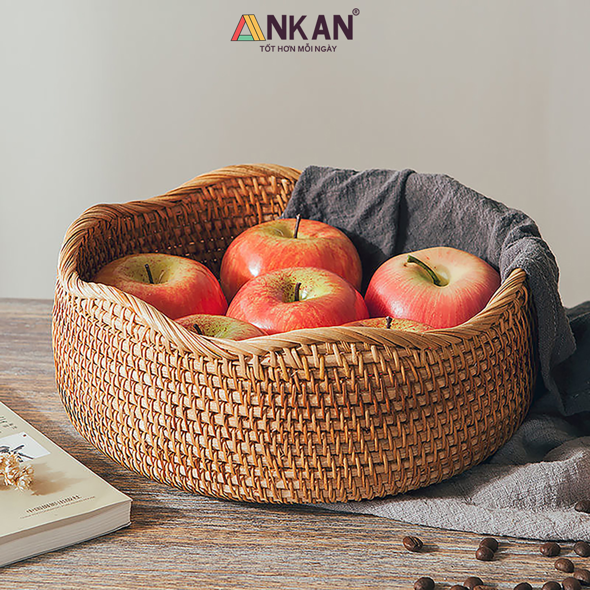 Rổ Đựng Trái Cây, Đồ Khô Chất Liệu Mây Tre Đan Thủ Công, Giỏ Đựng Đồ Decor Nhà Ăn, Phòng Khách