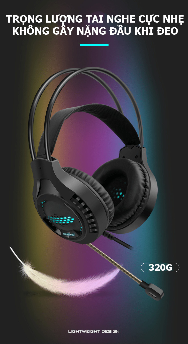 Tai nghe chụp tai gaming AK3 có mic thoại chuyên ngiệp âm sống động và đèn led 7 màu tuyệt đẹp
