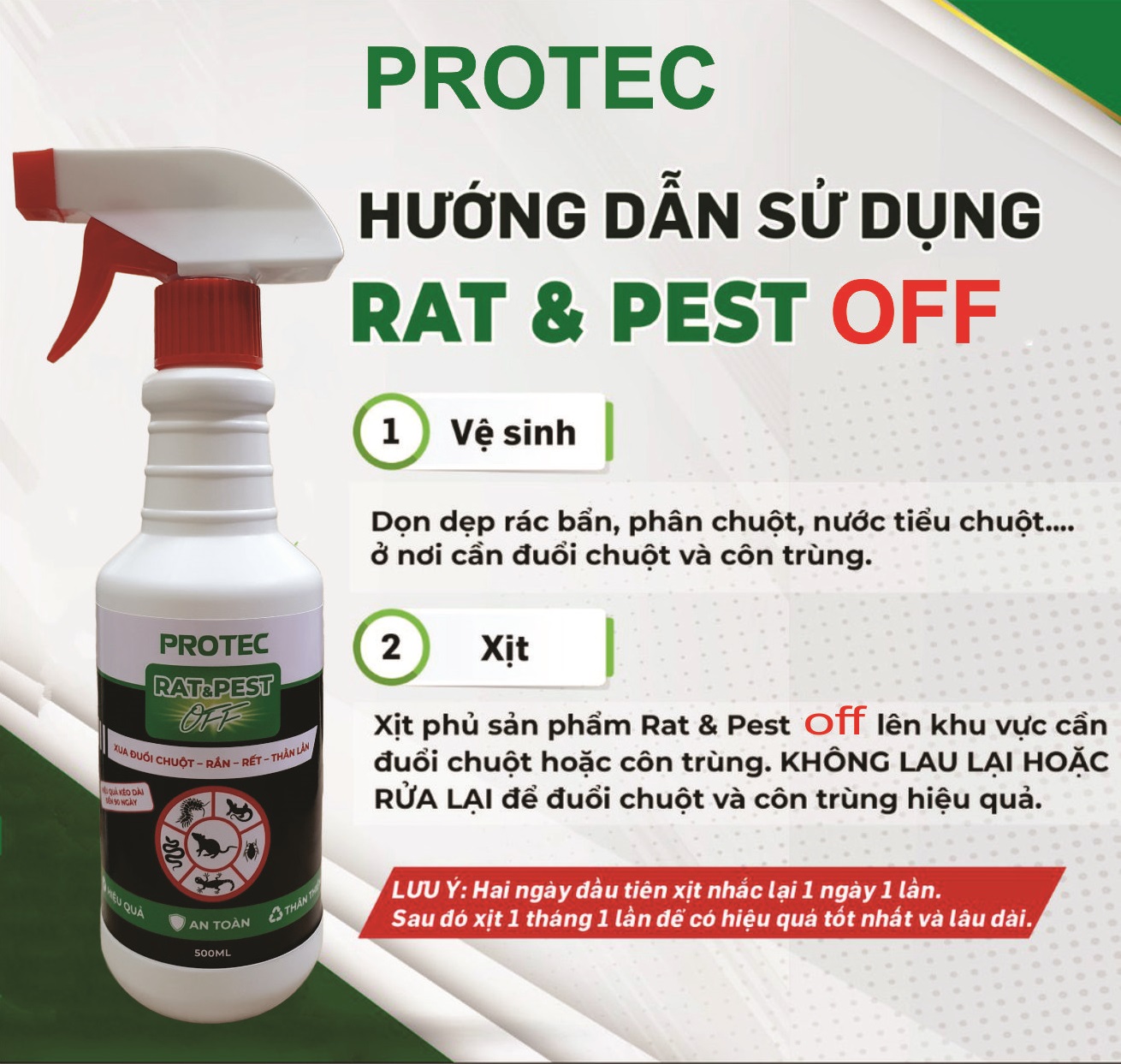 Chai Xịt Đuổi Chuột Protec - Hiệu Quả Đến 90 Ngày - Rat &amp; Pest OFF