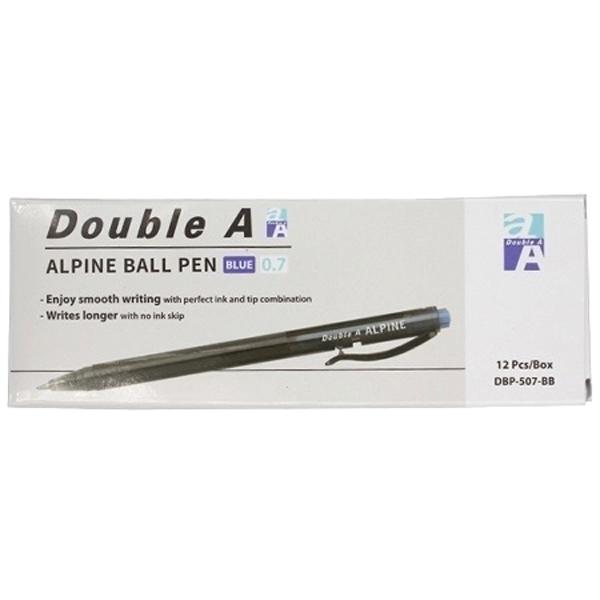 Hộp 12 Bút Bi Bấm Alpine Ball 0.7 mm - Double A DBP-507-BB - Mực Xanh