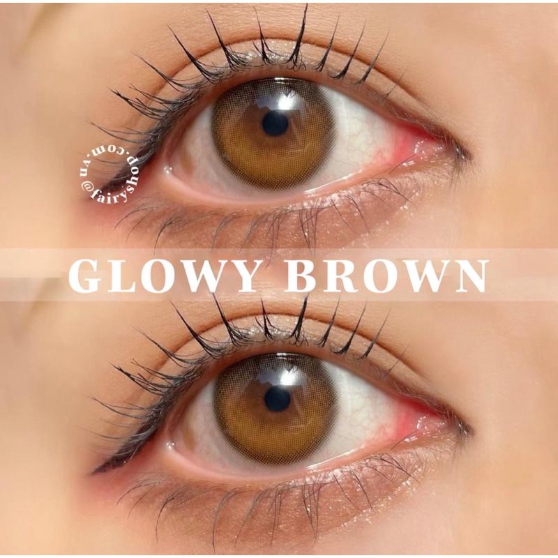 Kính Áp Tròng Glowy Brown - lens phủ bóng FAIRY SHOP CONTACT LENS silicone hydrogel độ cận 0 - 6